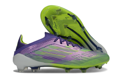 Unisex Adidas F50 Elite FG Firm Ground Low-Tops Football Boots - Purple/Lime Green/Electric Purple