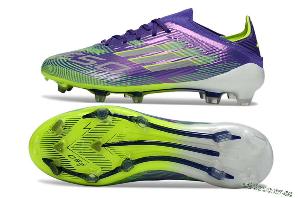 Unisex Adidas F50 Elite FG Firm Ground Low-Tops Football Boots - Purple/Lime Green/Electric Purple 1