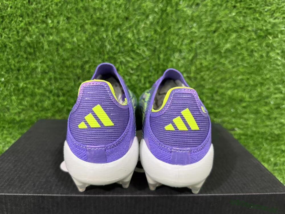 Unisex Adidas F50 Elite FG Firm Ground Low-Tops Football Boots - Purple/Lime Green/Electric Purple
