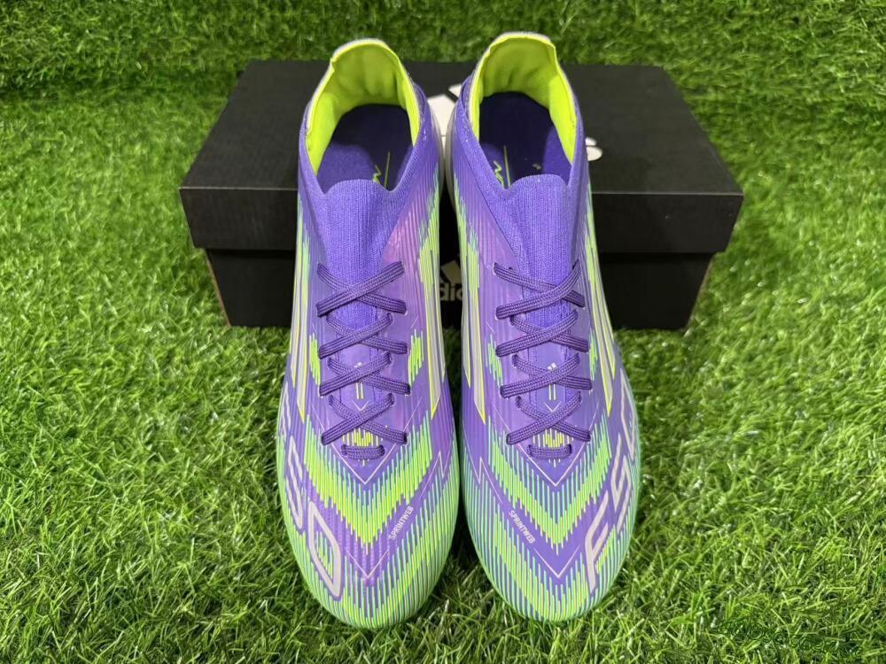 Unisex Adidas F50 Elite FG Firm Ground Low-Tops Football Boots - Purple/Lime Green/Electric Purple