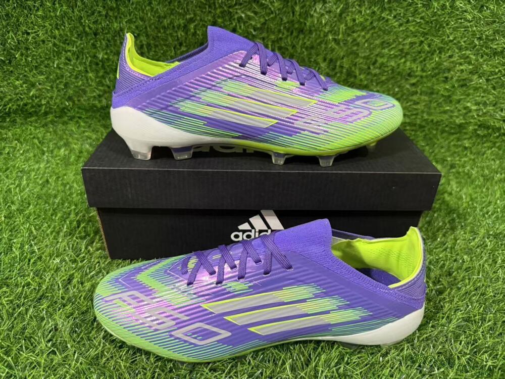 Unisex Adidas F50 Elite FG Firm Ground Low-Tops Football Boots - Purple/Lime Green/Electric Purple