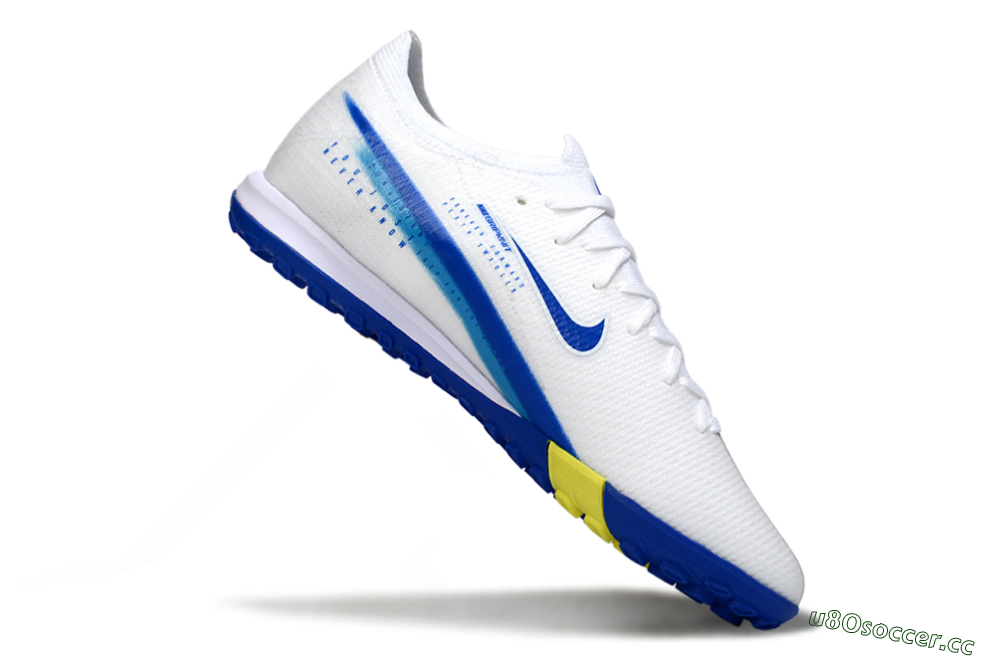 Unisex Nike Air Zoom Mercurial Vapor 16 Elite TF Artificial Turf Low-Tops Football Shoes - White/Royal Blue/Lemon Yellow 4