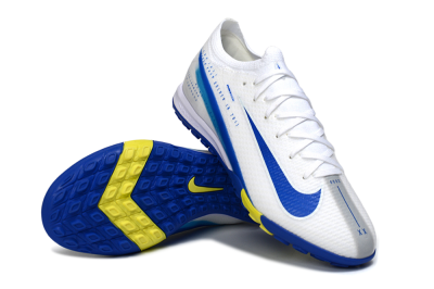 Unisex Nike Air Zoom Mercurial Vapor 16 Elite TF Artificial Turf Low-Tops Football Shoes - White/Royal Blue/Lemon Yellow