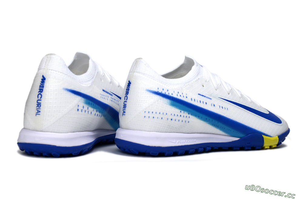 Unisex Nike Air Zoom Mercurial Vapor 16 Elite TF Artificial Turf Low-Tops Football Shoes - White/Royal Blue/Lemon Yellow 6