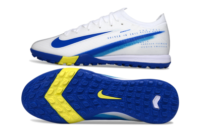 Unisex Nike Air Zoom Mercurial Vapor 16 Elite TF Artificial Turf Low-Tops Football Shoes - White/Royal Blue/Lemon Yellow