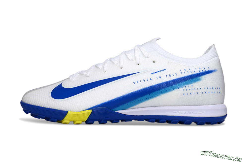 Unisex Nike Air Zoom Mercurial Vapor 16 Elite TF Artificial Turf Low-Tops Football Shoes - White/Royal Blue/Lemon Yellow 0