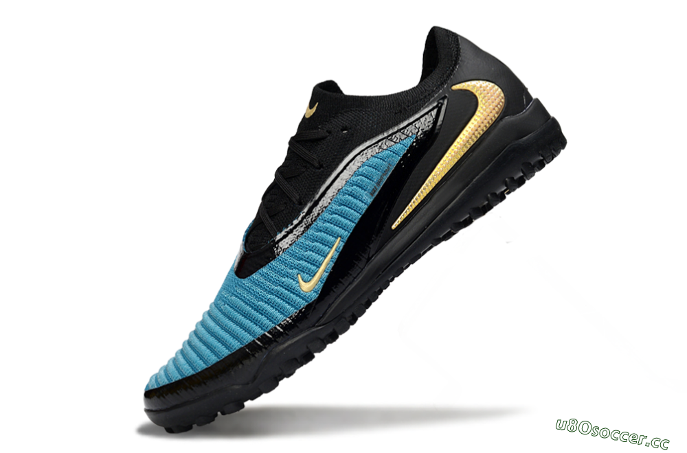 Men's Nike Phantom 6 Low Elite TF Artificial Turf Low-Tops Football Shoes - Teal/Midnight Black/Metallic Gold 5
