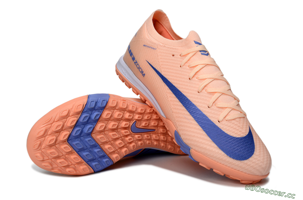 Unisex Nike Air Zoom Mercurial Vapor 16 Elite TF Artificial Turf Low-Tops Football Shoes - Peach/Sky Blue/Coral Pink 3