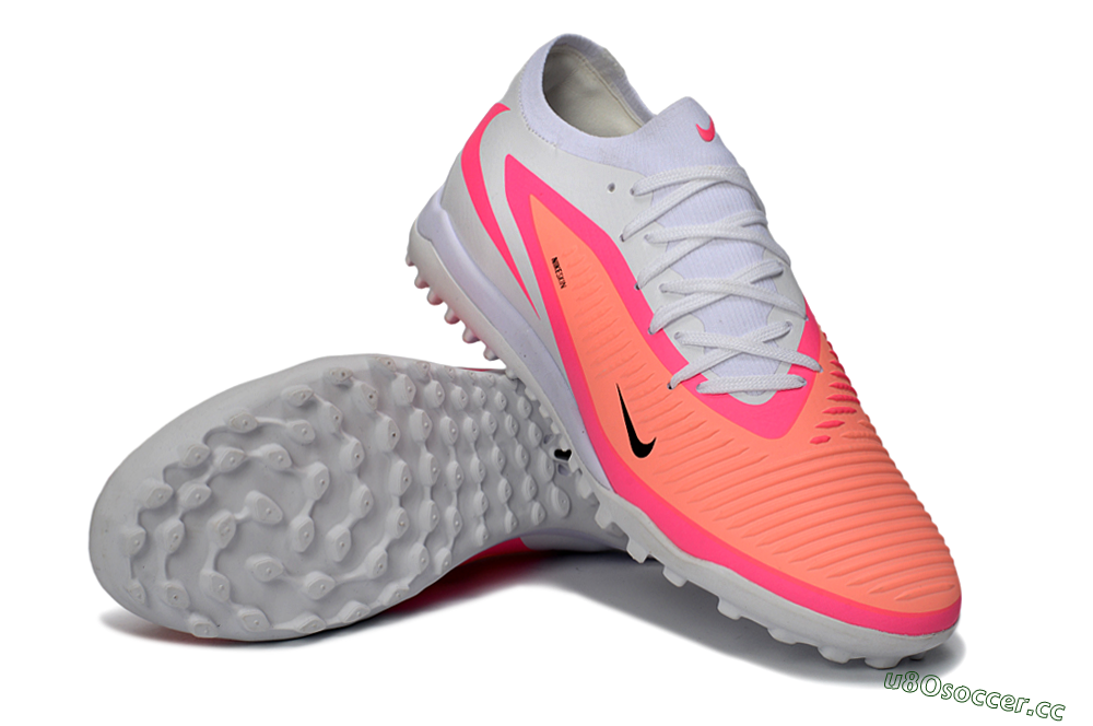 Men's Nike Phantom 6 Low Elite TF Artificial Turf Low-Tops Football Shoes - Pink/Vibrant Neon/Soft White 3