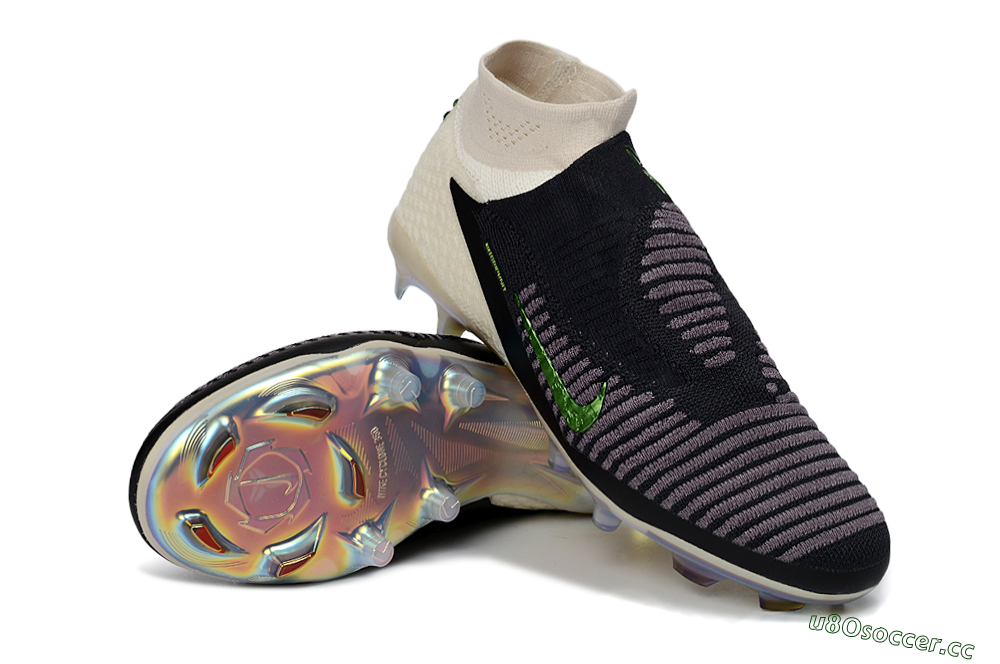 Men's Nike Phantom 6 High Elite FG Firm Ground High-Tops Football Boots - Black/Electric Green/Beige 3