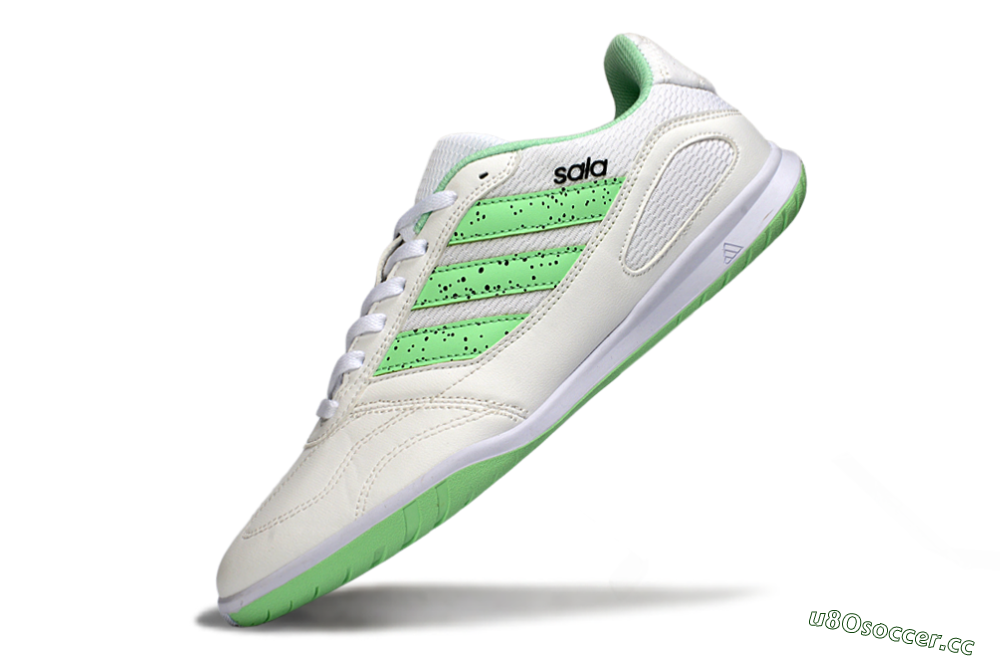 Men's Adidas Top Sala IC Indoor & Futsal Low-Tops Football Shoes - White/Fresh Green/Classic White 5