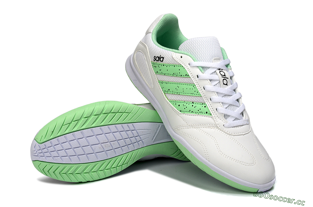Men's Adidas Top Sala IC Indoor & Futsal Low-Tops Football Shoes - White/Fresh Green/Classic White 3