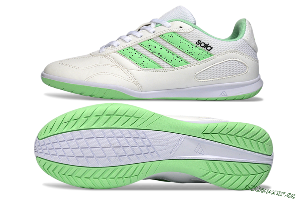 Men's Adidas Top Sala IC Indoor & Futsal Low-Tops Football Shoes - White/Fresh Green/Classic White 1