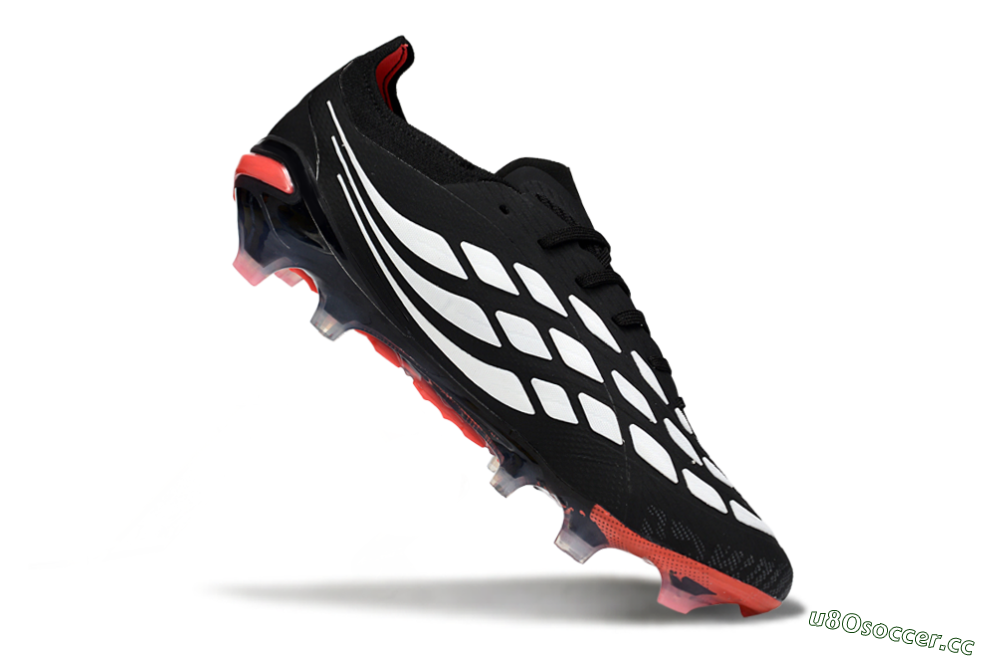 Men's Adidas Predator 26 Elite FG Firm Ground Low-Tops Football Boots - Black/Crimson Blaze/Stealth White 4
