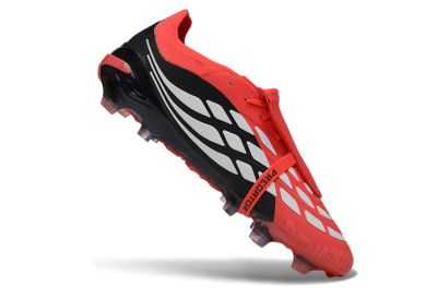 Unisex Adidas Predator 26 Elite Fold-Over Tongue FG Firm Ground Low-Tops Football Boots - Red/Fiery Red/Graphite Black
