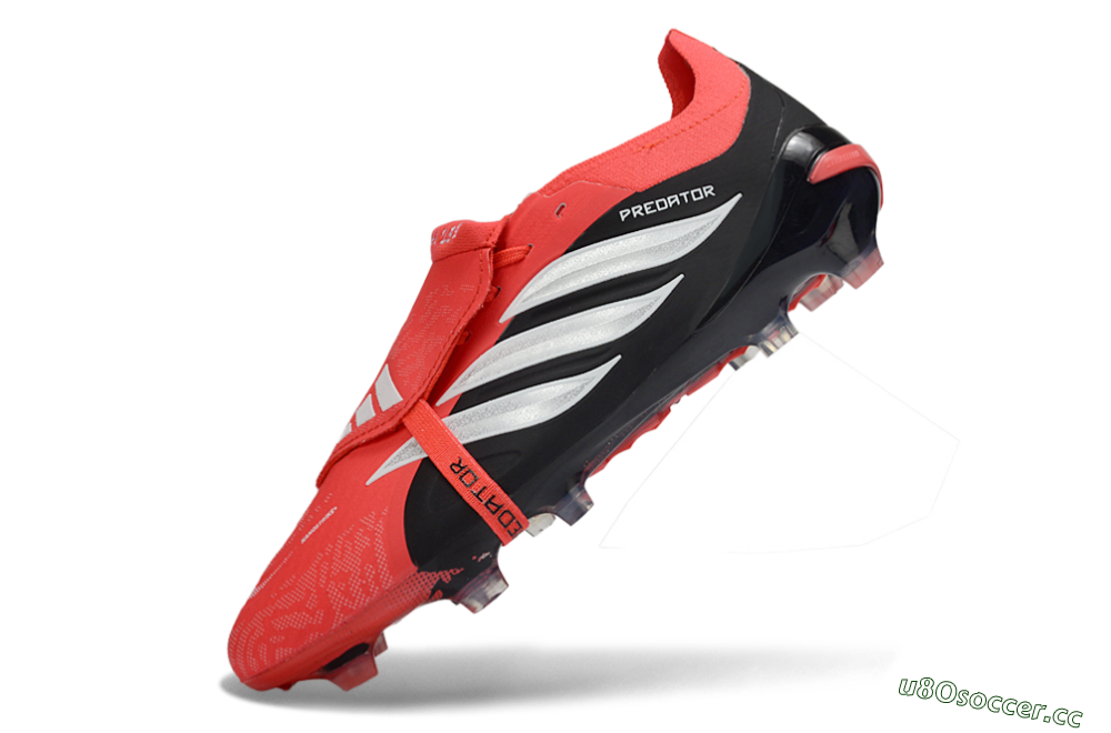 Unisex Adidas Predator 26 Elite Fold-Over Tongue FG Firm Ground Low-Tops Football Boots - Red/Fiery Red/Graphite Black 5