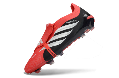 Unisex Adidas Predator 26 Elite Fold-Over Tongue FG Firm Ground Low-Tops Football Boots - Red/Fiery Red/Graphite Black
