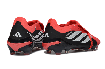 Unisex Adidas Predator 26 Elite Fold-Over Tongue FG Firm Ground Low-Tops Football Boots - Red/Fiery Red/Graphite Black
