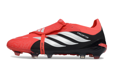 Unisex Adidas Predator 26 Elite Fold-Over Tongue FG Firm Ground Low-Tops Football Boots - Red/Fiery Red/Graphite Black