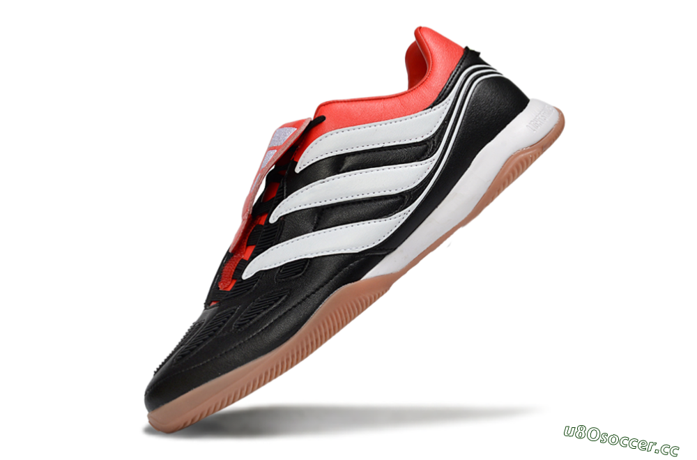 Men's Adidas Predator Precision Elite Fold-Over Tongue IC Indoor & Futsal Low-Tops Football Shoes - Black/Crimson Red/White 5