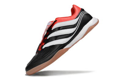 Men's Adidas Predator Precision Elite Fold-Over Tongue IC Indoor & Futsal Low-Tops Football Shoes - Black/Crimson Red/White