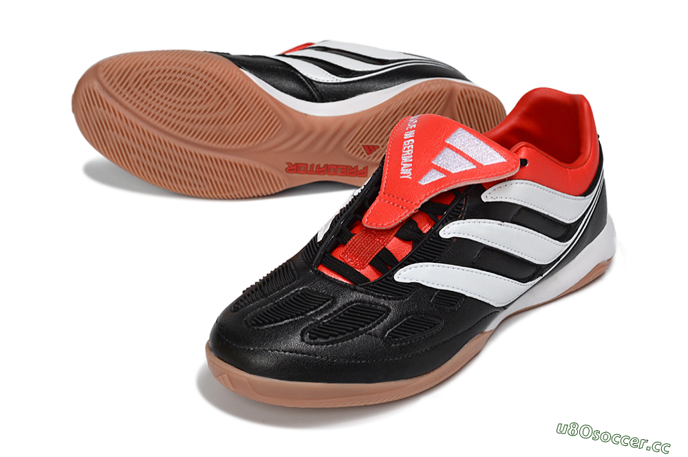 Men's Adidas Predator Precision Elite Fold-Over Tongue IC Indoor & Futsal Low-Tops Football Shoes - Black/Crimson Red/White 3