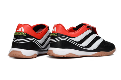Men's Adidas Predator Precision Elite Fold-Over Tongue IC Indoor & Futsal Low-Tops Football Shoes - Black/Crimson Red/White