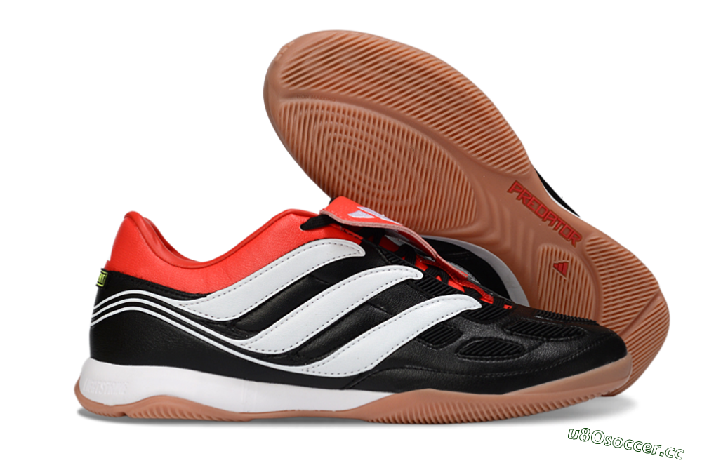 Men's Adidas Predator Precision Elite Fold-Over Tongue IC Indoor & Futsal Low-Tops Football Shoes - Black/Crimson Red/White 2