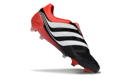 Men's Adidas Predator Precision Elite Fold-Over Tongue FG Firm Ground Low-Tops Football Boots - Black/Red Blaze/White Phantom