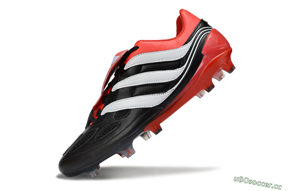 Men's Adidas Predator Precision Elite Fold-Over Tongue FG Firm Ground Low-Tops Football Boots - Black/Red Blaze/White Phantom 4