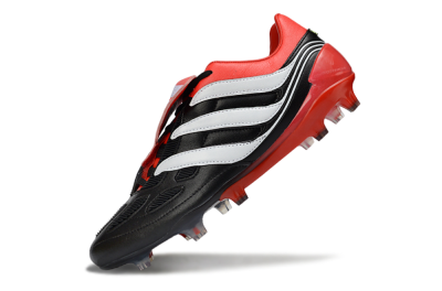 Men's Adidas Predator Precision Elite Fold-Over Tongue FG Firm Ground Low-Tops Football Boots - Black/Red Blaze/White Phantom