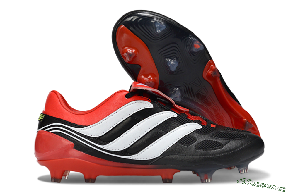 Men's Adidas Predator Precision Elite Fold-Over Tongue FG Firm Ground Low-Tops Football Boots - Black/Red Blaze/White Phantom 2