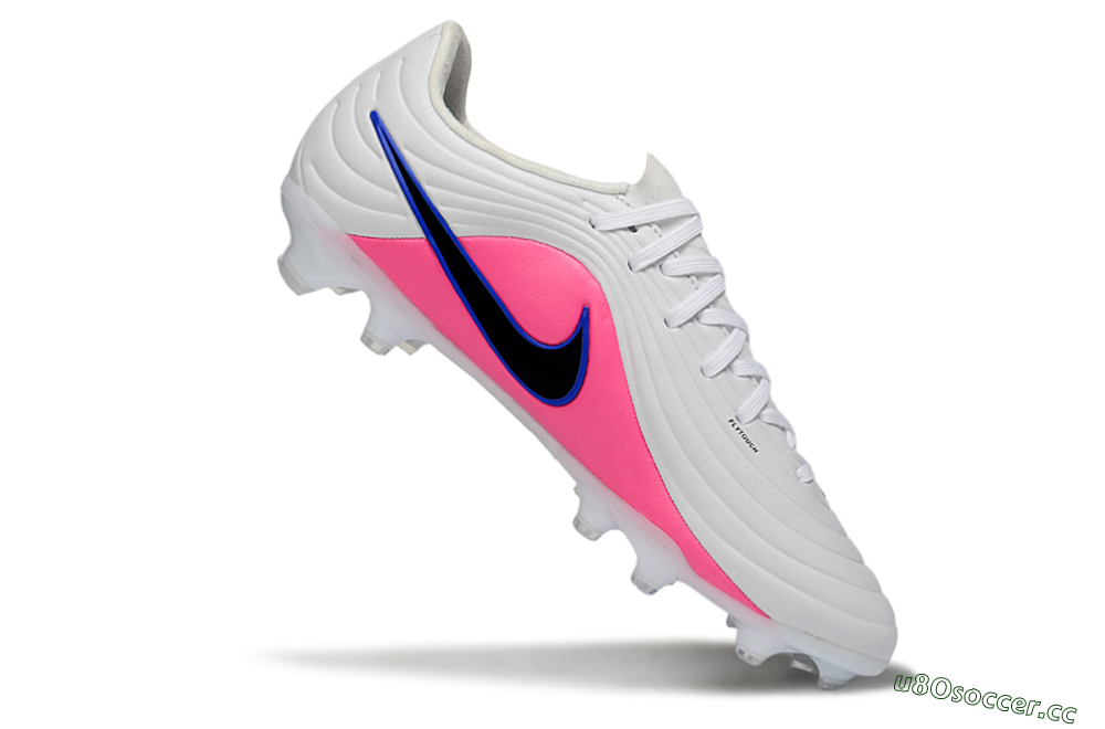 Men's Nike Tiempo Legend 10 Elite FG Firm Ground Low-Tops Football Boots - White/Electric Blue/Pink Flash 4