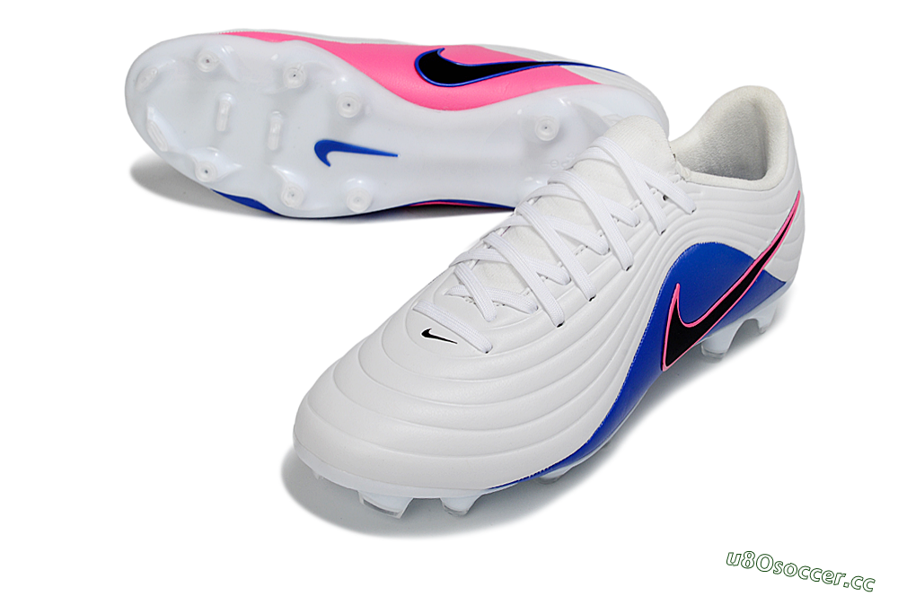 Men's Nike Tiempo Legend 10 Elite FG Firm Ground Low-Tops Football Boots - White/Electric Blue/Pink Flash 3