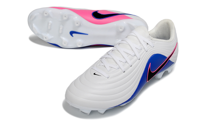 Men's Nike Tiempo Legend 10 Elite FG Firm Ground Low-Tops Football Boots - White/Electric Blue/Pink Flash