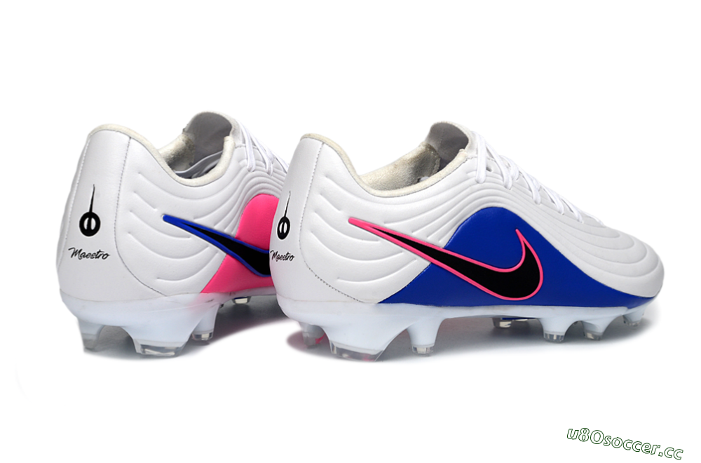 Men's Nike Tiempo Legend 10 Elite FG Firm Ground Low-Tops Football Boots - White/Electric Blue/Pink Flash 6