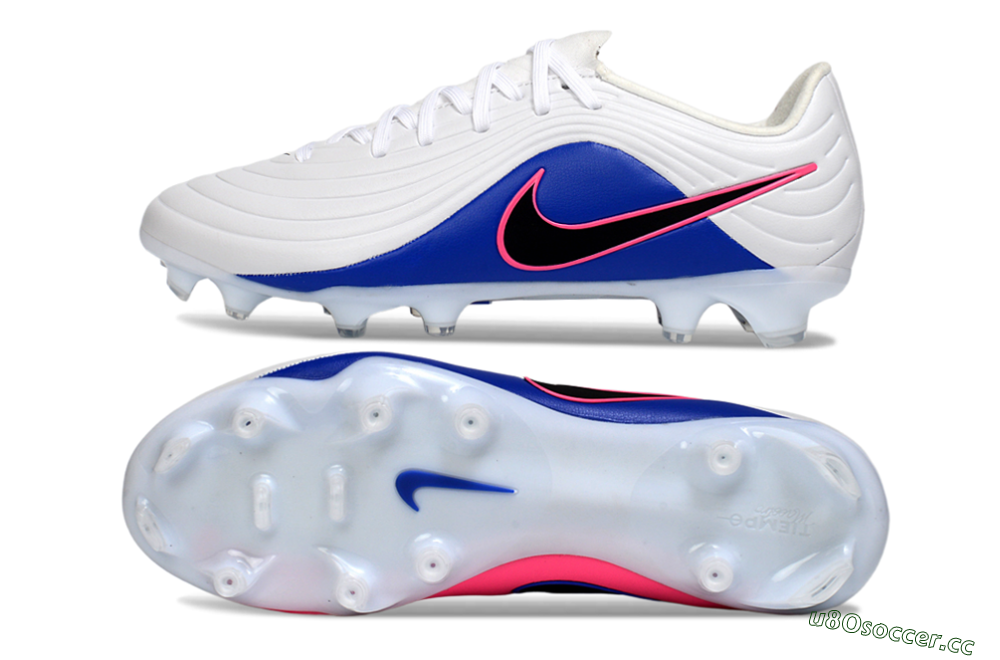 Men's Nike Tiempo Legend 10 Elite FG Firm Ground Low-Tops Football Boots - White/Electric Blue/Pink Flash 1