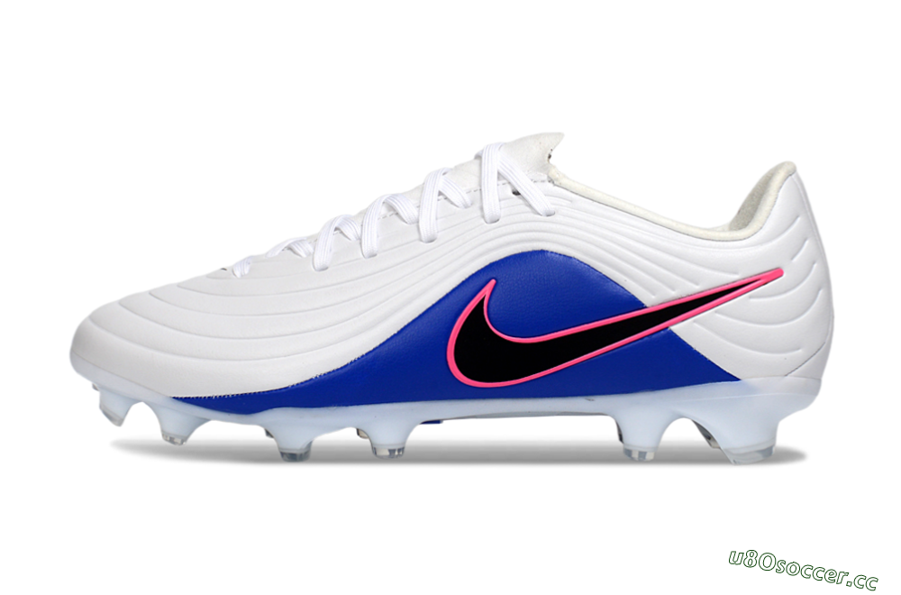 Men's Nike Tiempo Legend 10 Elite FG Firm Ground Low-Tops Football Boots - White/Electric Blue/Pink Flash 0