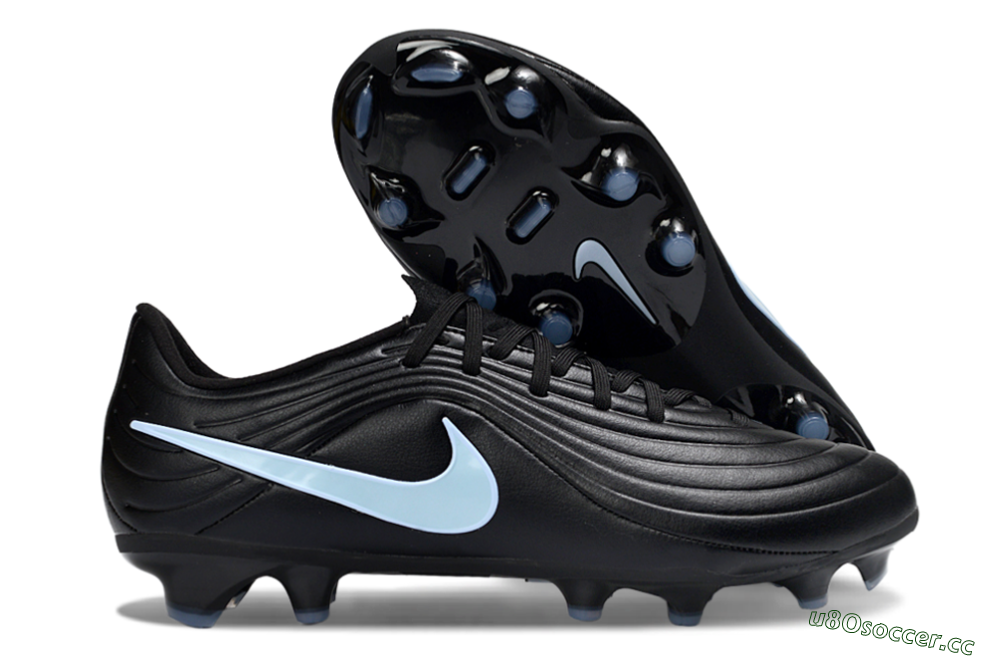 Men's Nike Tiempo Legend 10 Elite FG Firm Ground Low-Tops Football Boots - Black/Sky Blue/Shadow Grey 2