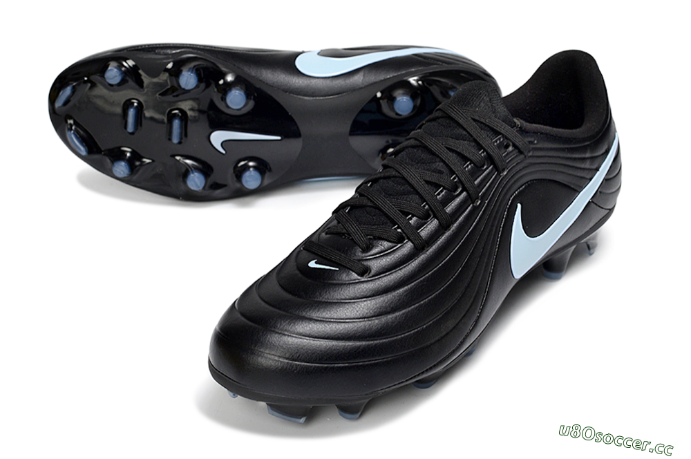 Men's Nike Tiempo Legend 10 Elite FG Firm Ground Low-Tops Football Boots - Black/Sky Blue/Shadow Grey 3
