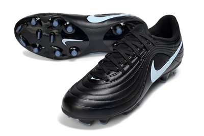 Men's Nike Tiempo Legend 10 Elite FG Firm Ground Low-Tops Football Boots - Black/Sky Blue/Shadow Grey