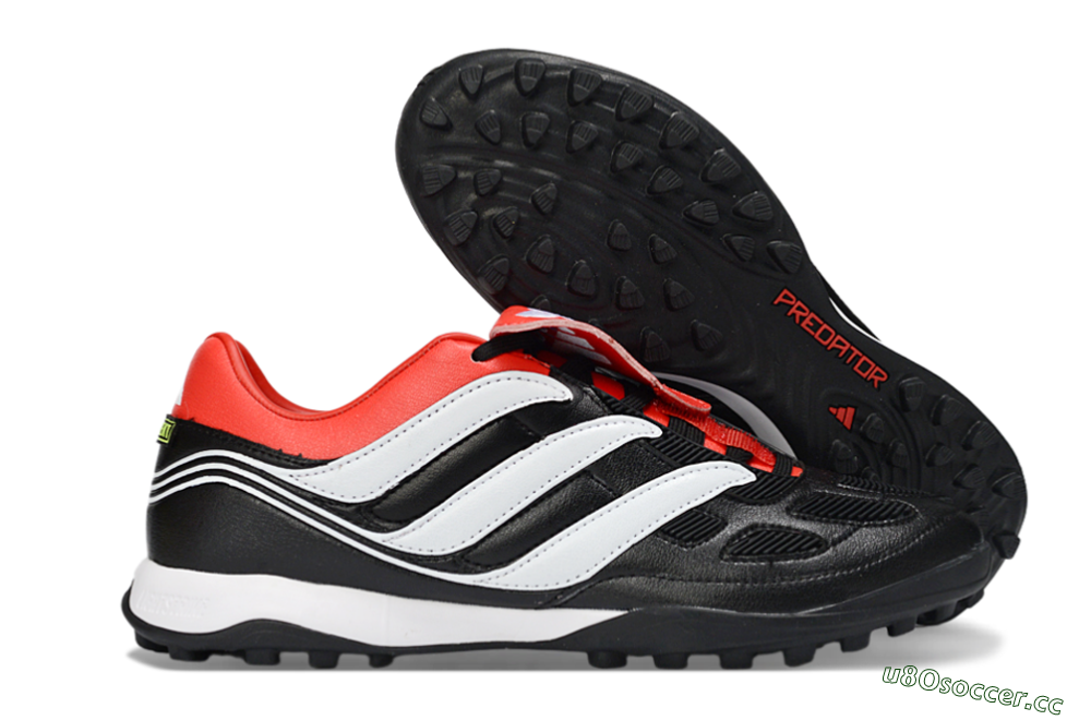 Men's Adidas Predator 26 Elite Fold-Over Tongue TF Artificial Turf Low-Tops Football Shoes - Black/Vibrant Red/Soft White 2
