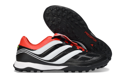 Men's Adidas Predator 26 Elite Fold-Over Tongue TF Artificial Turf Low-Tops Football Shoes - Black/Vibrant Red/Soft White