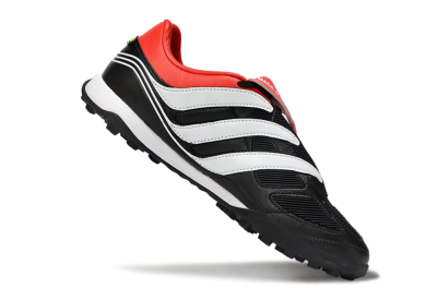 Men's Adidas Predator 26 Elite Fold-Over Tongue TF Artificial Turf Low-Tops Football Shoes - Black/Vibrant Red/Soft White
