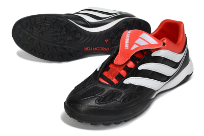 Men's Adidas Predator 26 Elite Fold-Over Tongue TF Artificial Turf Low-Tops Football Shoes - Black/Vibrant Red/Soft White