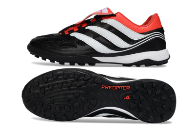 Men's Adidas Predator 26 Elite Fold-Over Tongue TF Artificial Turf Low-Tops Football Shoes - Black/Vibrant Red/Soft White