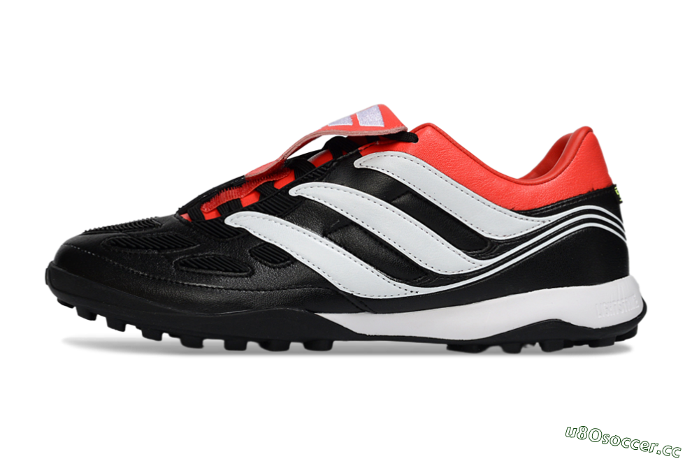 Men's Adidas Predator 26 Elite Fold-Over Tongue TF Artificial Turf Low-Tops Football Shoes - Black/Vibrant Red/Soft White 0