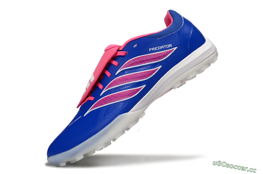 Men's Adidas Predator 26 Elite Fold-Over Tongue TF Artificial Turf Low-Tops Football Shoes - Blue/Vibrant Pink/Light Blue 5