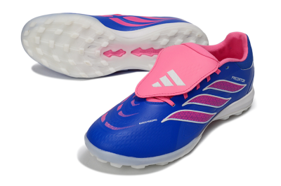 Men's Adidas Predator 26 Elite Fold-Over Tongue TF Artificial Turf Low-Tops Football Shoes - Blue/Vibrant Pink/Light Blue