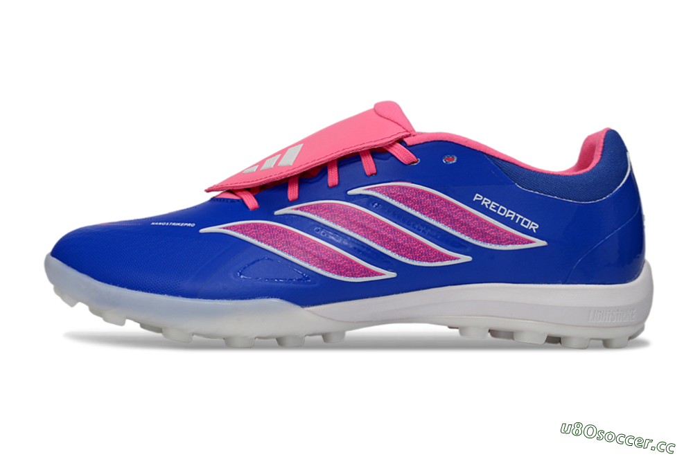 Men's Adidas Predator 26 Elite Fold-Over Tongue TF Artificial Turf Low-Tops Football Shoes - Blue/Vibrant Pink/Light Blue 0